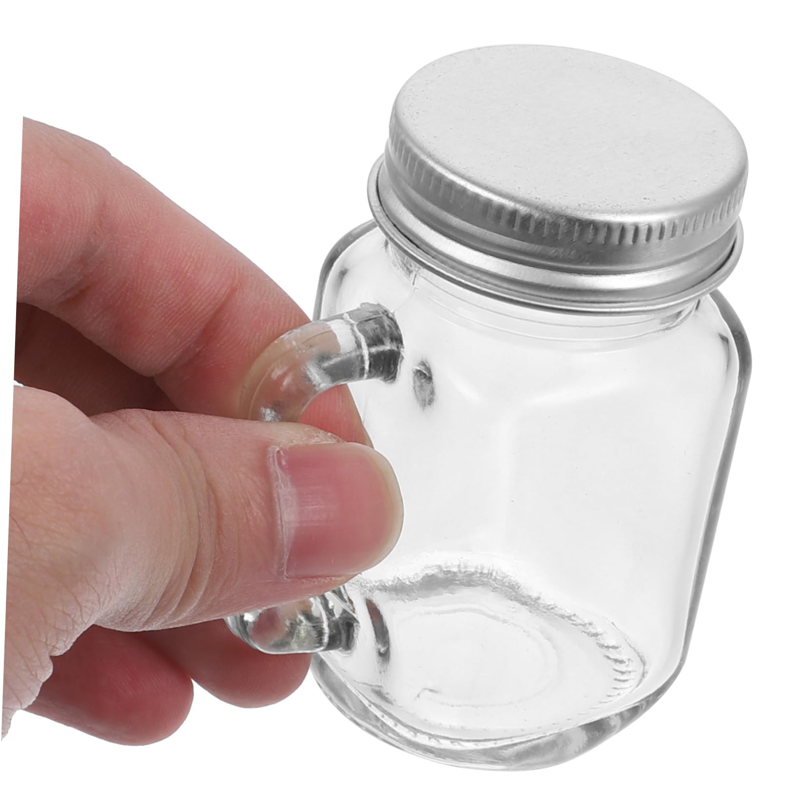 Cabilock 16 Stück Kleine Glasbehälter mit Henkel und Deckel 60ml Marmeladengläser aus Glas Leicht und Handlich für Honig und Kekse bei Gelegenheiten