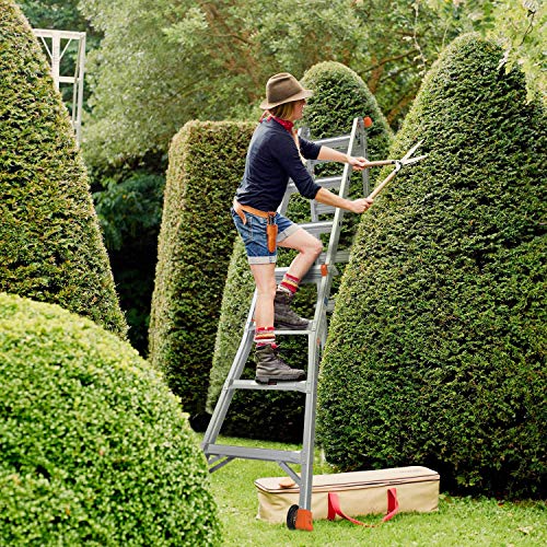 Telescoping Ladder TACKLIFE, 17ft Aluminum Multi-Use Ladder with Protective Lock and 2 Wheels, 300lb Max Duty and Non-Slip Foot Pad, 5 Height Modes, Suitable for Home/Working