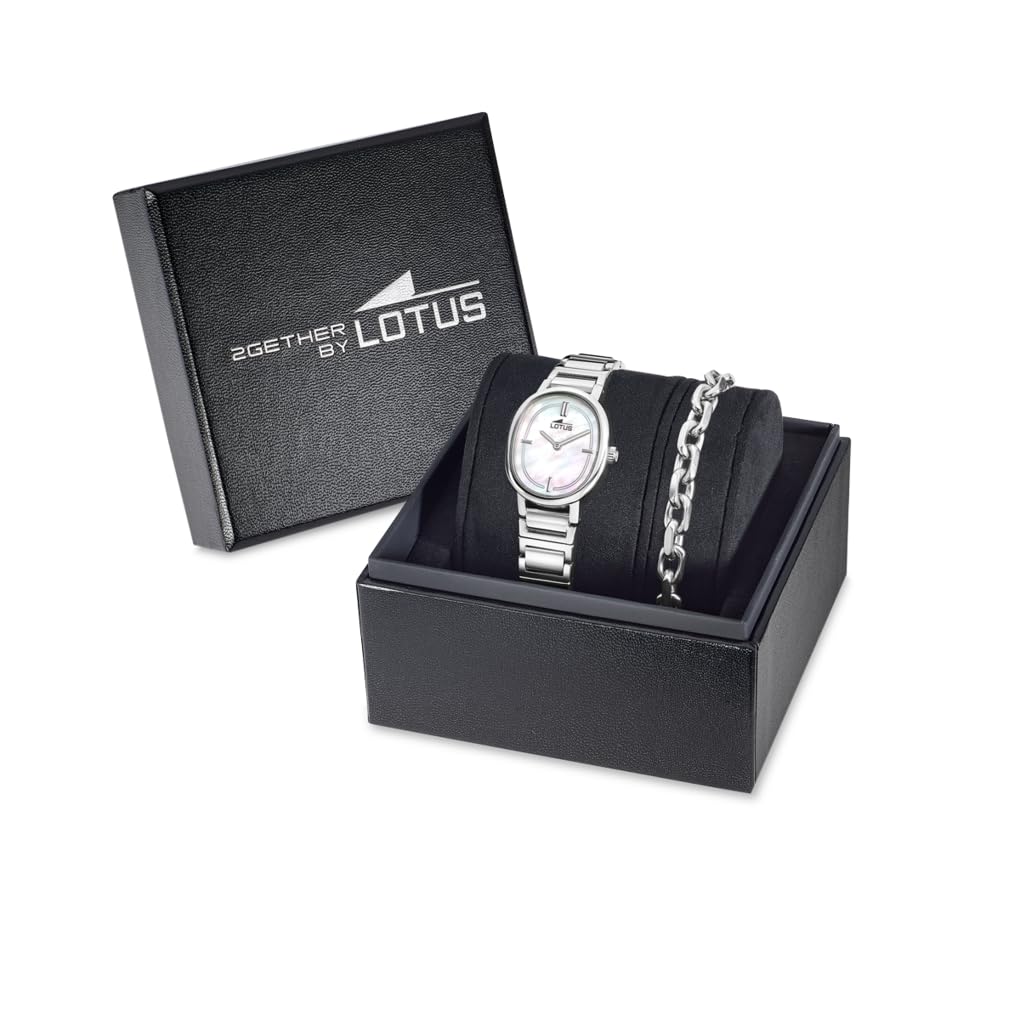 LOTUS Orologio Donna Analogico in Acciaio Inossidabile 316l Argentato | Movimento al Quarzo, Vetro Minerale ad Alta Resistenza, Impermeabile 5 ATM 19012/1 -2GETHER
