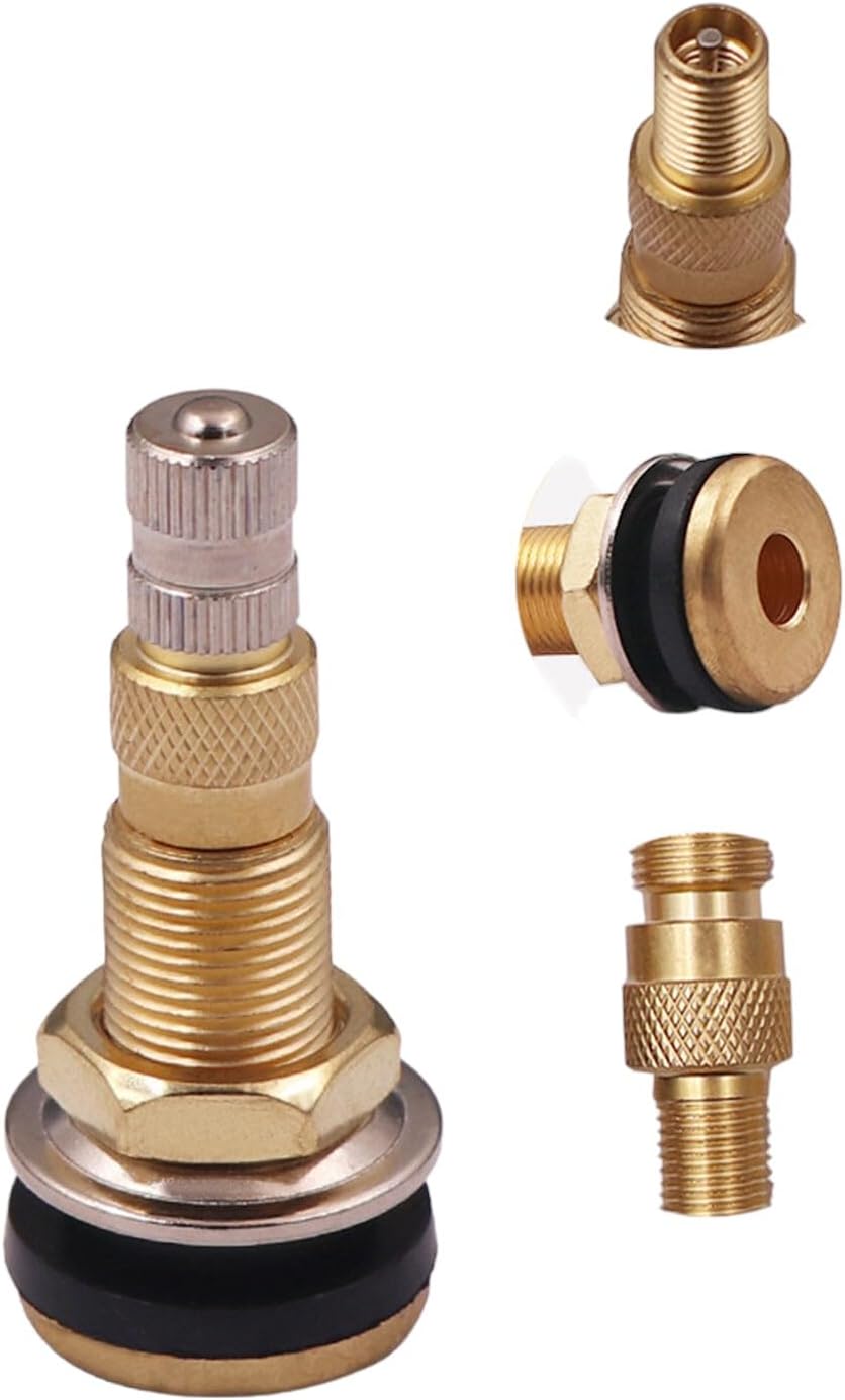100 x V-PRO Tubeless Tire Valve Stem 1-7/8in TR618A for Tractor 0.625in Valve Hole, 10pcs Tubeless Air Liquid Agriculture Tire Valve Stems Brass