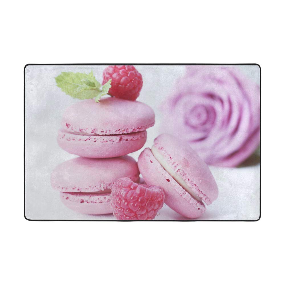 Grand tapis de salon macarons et roses Ruchen en velours corail doux rose 183x122cm