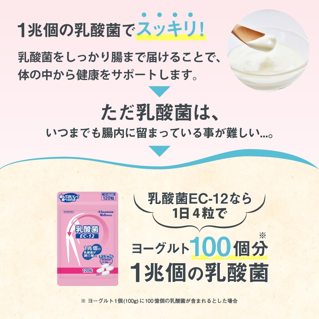 乳酸菌EC-12 チュアブル 120粒　3袋 乳酸菌 EC-12 チュアブル 120粒|Hisamitsu Wellness Online(久光