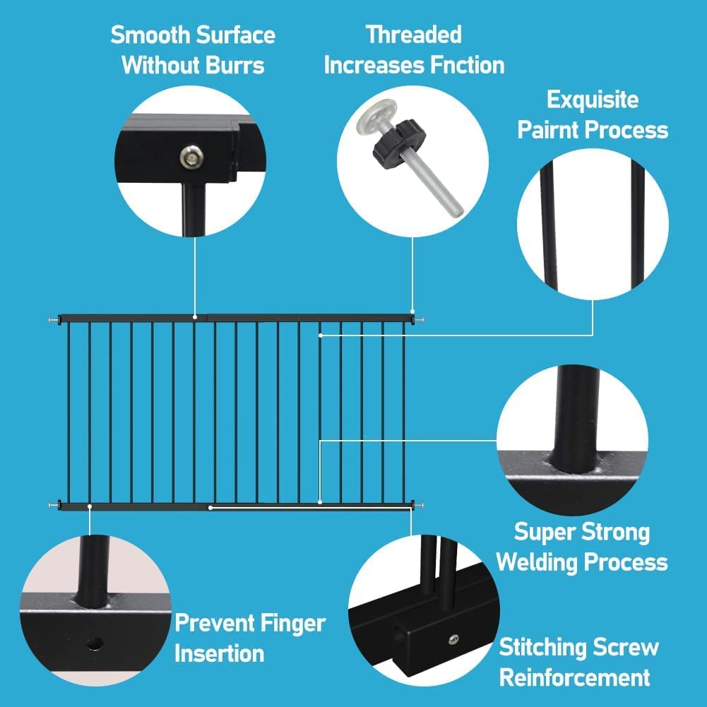 WAOWAO Black Window Safety Guards for Children Kids Child Toddler Pets Proof Extra Wide White Tension Security Window Guard Gate for Home Fit 22.44"-36.22" (2 Piece, Black)