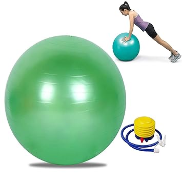 SHOPECOM Anti Burst Gym Ball with Foot Pump (65 cm, Multi-Color)