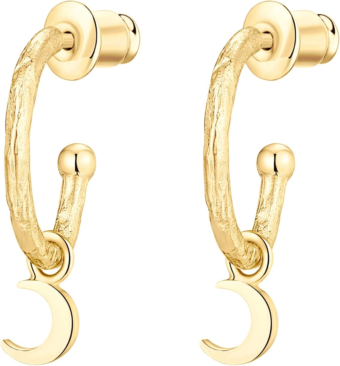 PAVOI 14K Gold Plated 925 Sterling Silver Post Huggie With Dangle | Small Hoop Earrings For Women | Trendy Dangle Hoop Earrings - Image 3