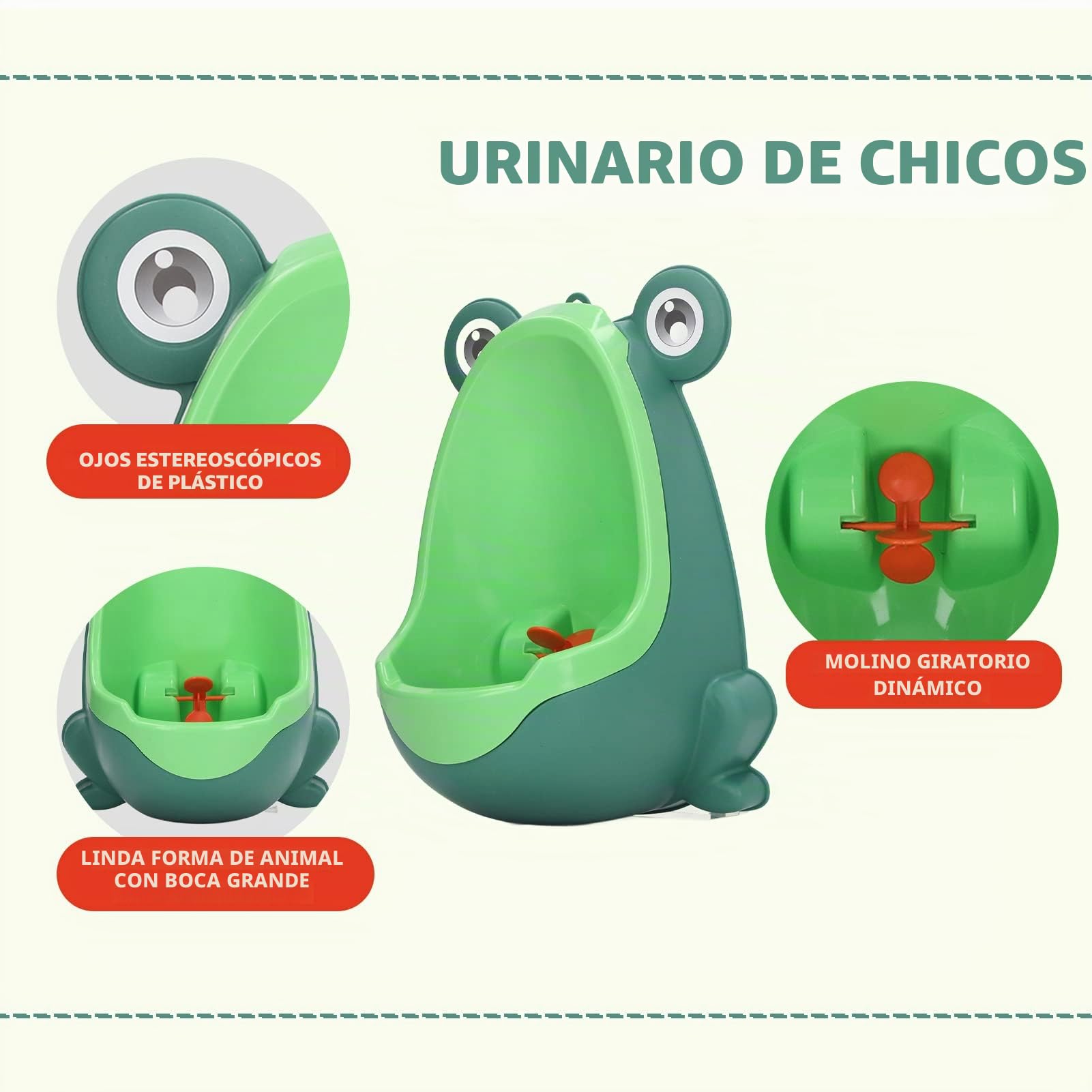 Orinal para Niños, Orinal de Entrenamiento Portátil, Inodoro para Niños de Rana Linda Inodoro para Niños Orinal de Pie para Niños Montado en la Pared (Verde)