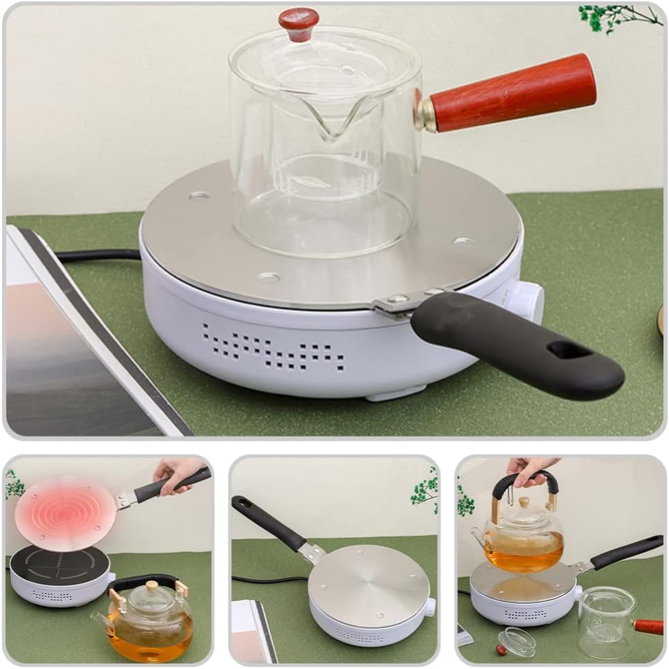 Kichvoe 1set Heat Diffuser Plate with Handle Induction Adapter for Electric Cookers for Even Heat Distribution Convenient Kitchen Cooking Tool