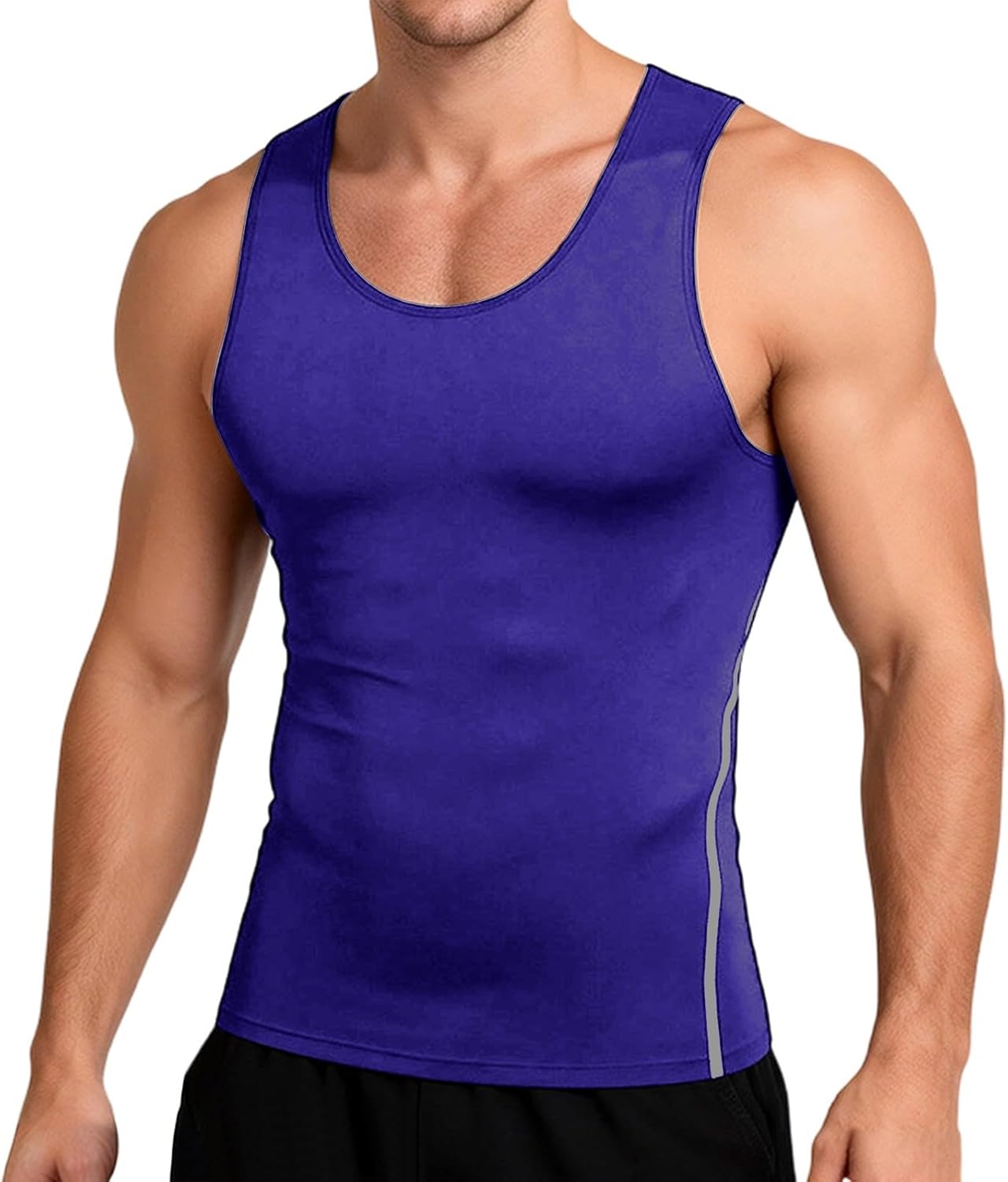 Workout Tank Tops Casual Slim Fit Sleeveless Shirts Gym Muscle T-Shirts Crew Neck Quick Dry Athletic Shirts