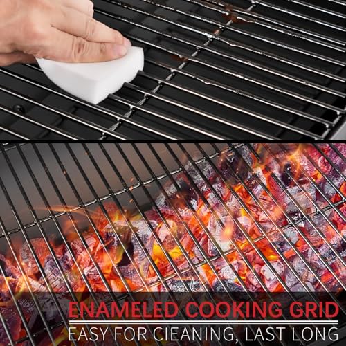 Barrel Charcoal Grill with offset smoker, 714 Square Inches Cooking Area, Outdoor BBQ Grill with Front and Side Shelf, Perfect for Backyard, Patio Parties and Picnics - Image 5