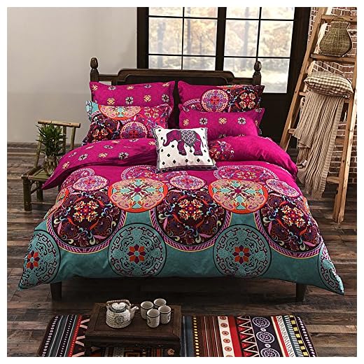 DOTBUY Juego de Funda de Edredón, 3 Piezas Funda Nórdica Microfibra Juego de Cama Cremallera Funda de Almohada (Cama 150-220x240cm, Rosa roja)