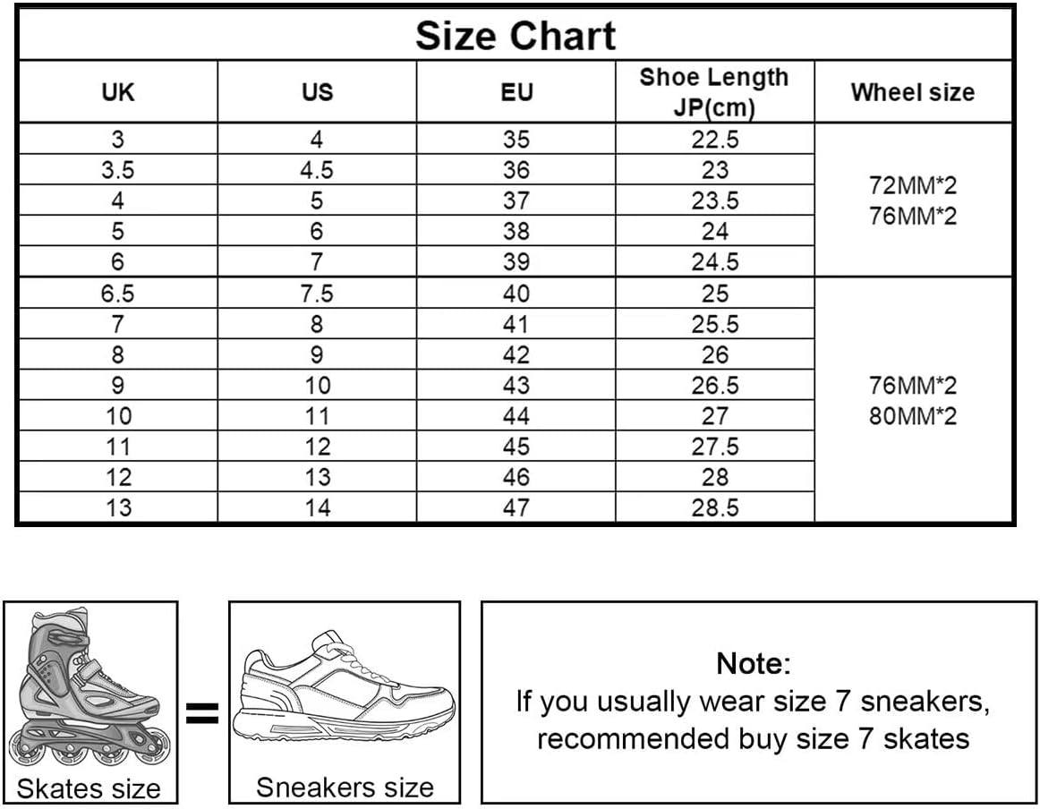 Men Inline Skates with Light Up 4 Wheels Adjustable Speed Roller Blades for Adult Women Professional Outdoor Fitness for Kids Beginner