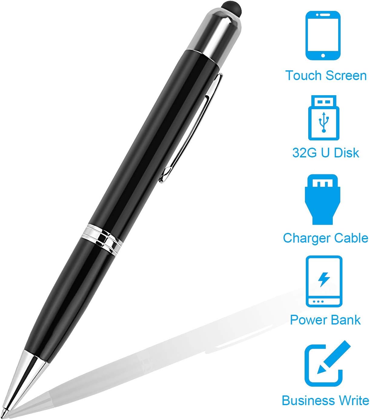 eBerry Digital Multi Function Pens For Ballpoint Pens, Touch Screen Pen, Power bank, 32GB USB Flash Drives and USB Charger Cable