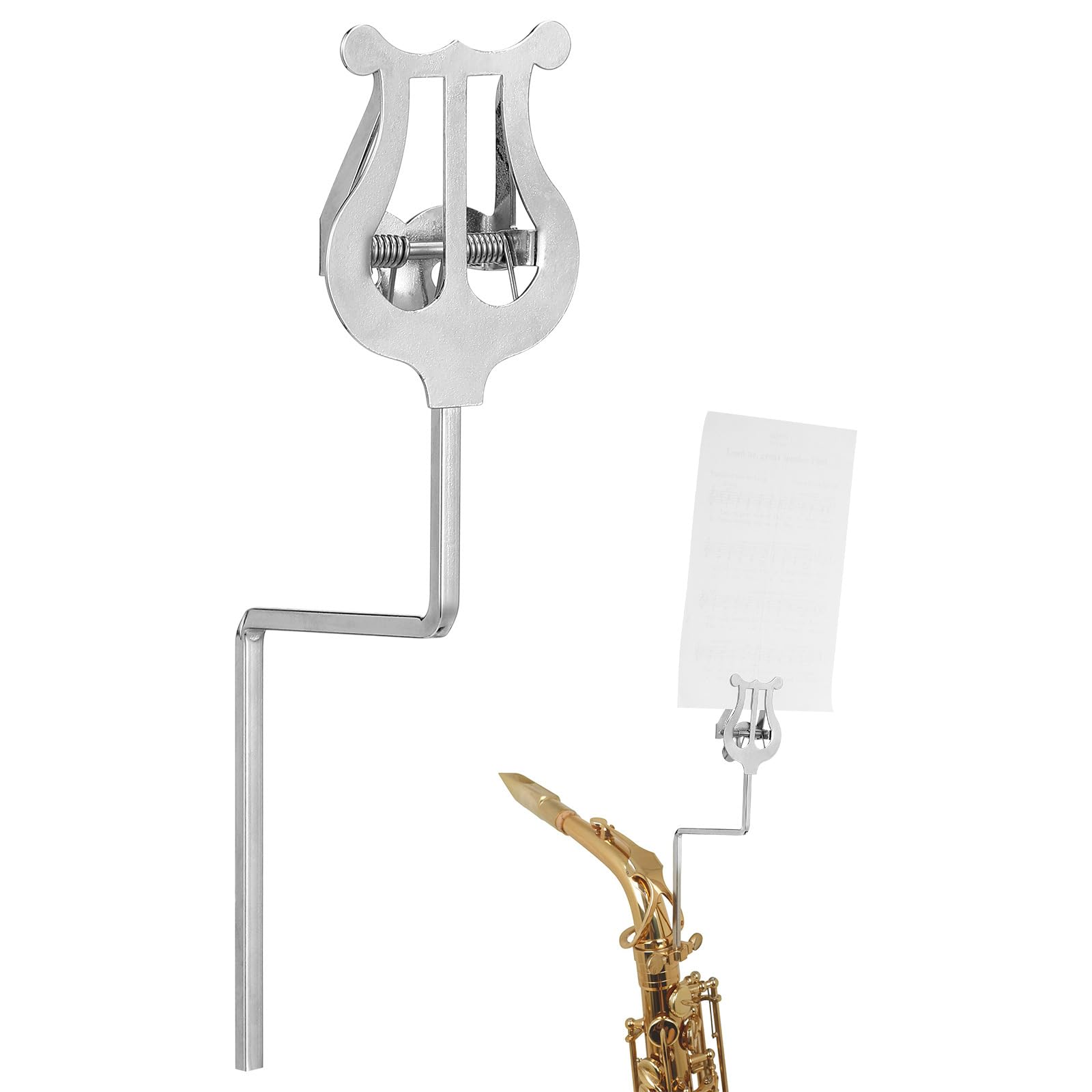 Portable Saxophone Music Stand, Adjustable Height, Foldable Design, Sturdy Support,Silver