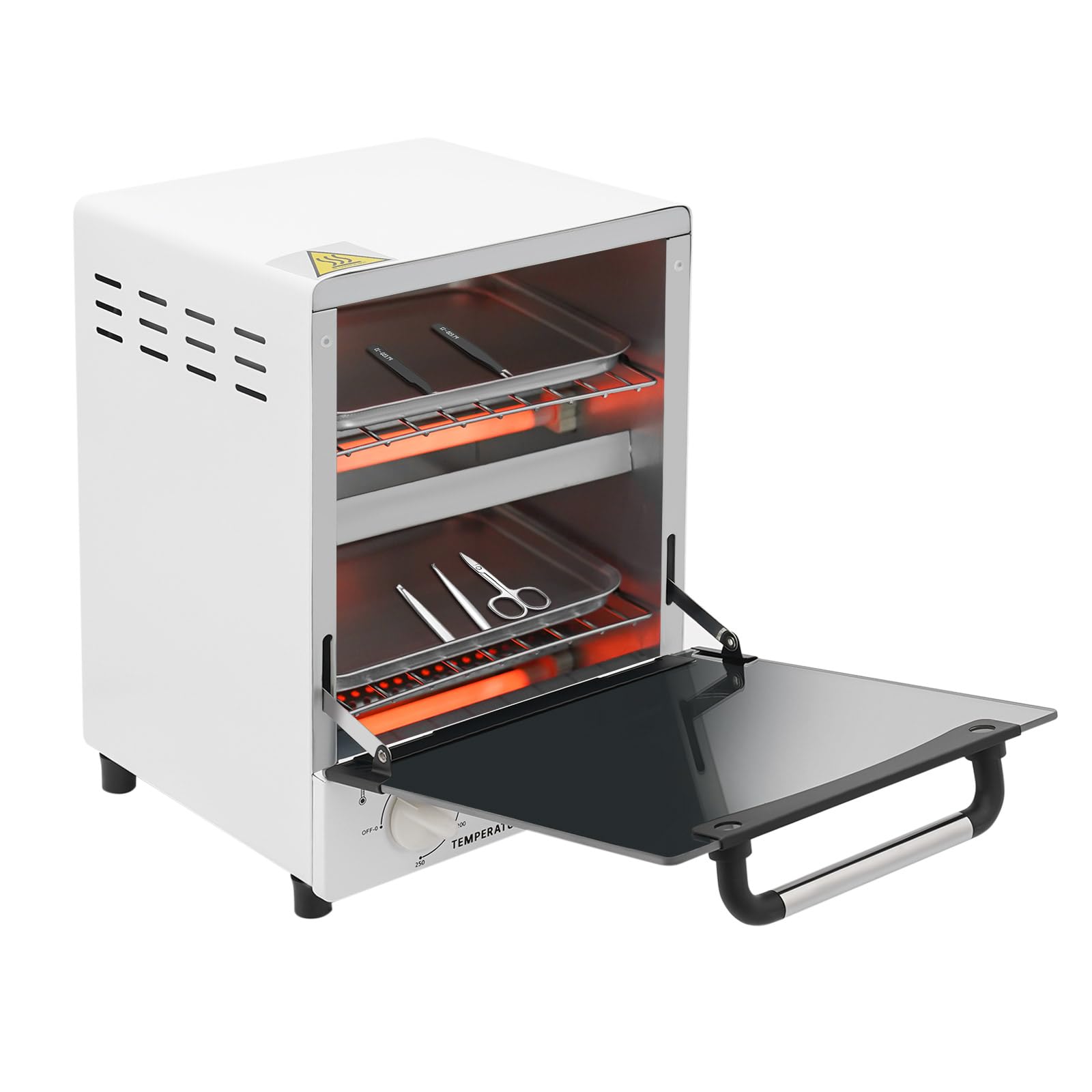 Sterylizator do instrumentów, 1000 W, 12 l, sterylizator do narzędzi do paznokci, z 3 kwarcowymi rurami grzewczymi na podczerwień, 0-250°C, do narzędzi do paznokci, akcesoriów metalowych, narzędzi do