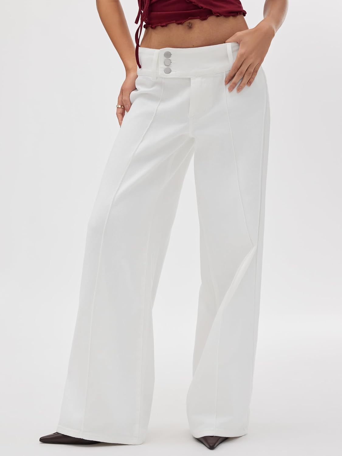 CIDER Women's Wide Leg Jeans Mid Waist Front Seam Loose Fit Pants Vintage Y2K Stretchy Jeans - Image 5