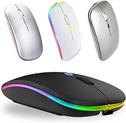 Mouse sem Fio Recarregável Dupla Conexão, Bluetooth e USB, Wireless Mouse compatível com iPhone, MacBook,iPad,Laptop,PC,Notebook, Tablet,Ergonômico, Premium TecQuality (Preto)