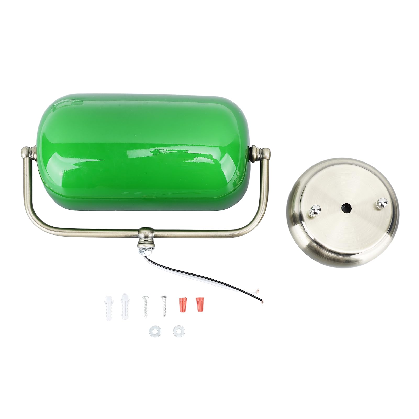 SUNFECILI Green Glass Bankers Wall Sconce,Traditional Wall Lamp with Pull Chain Switch,Vintage Lamp for Home, Indoor Wall Sconces for Bedroom Dining Room Living Room