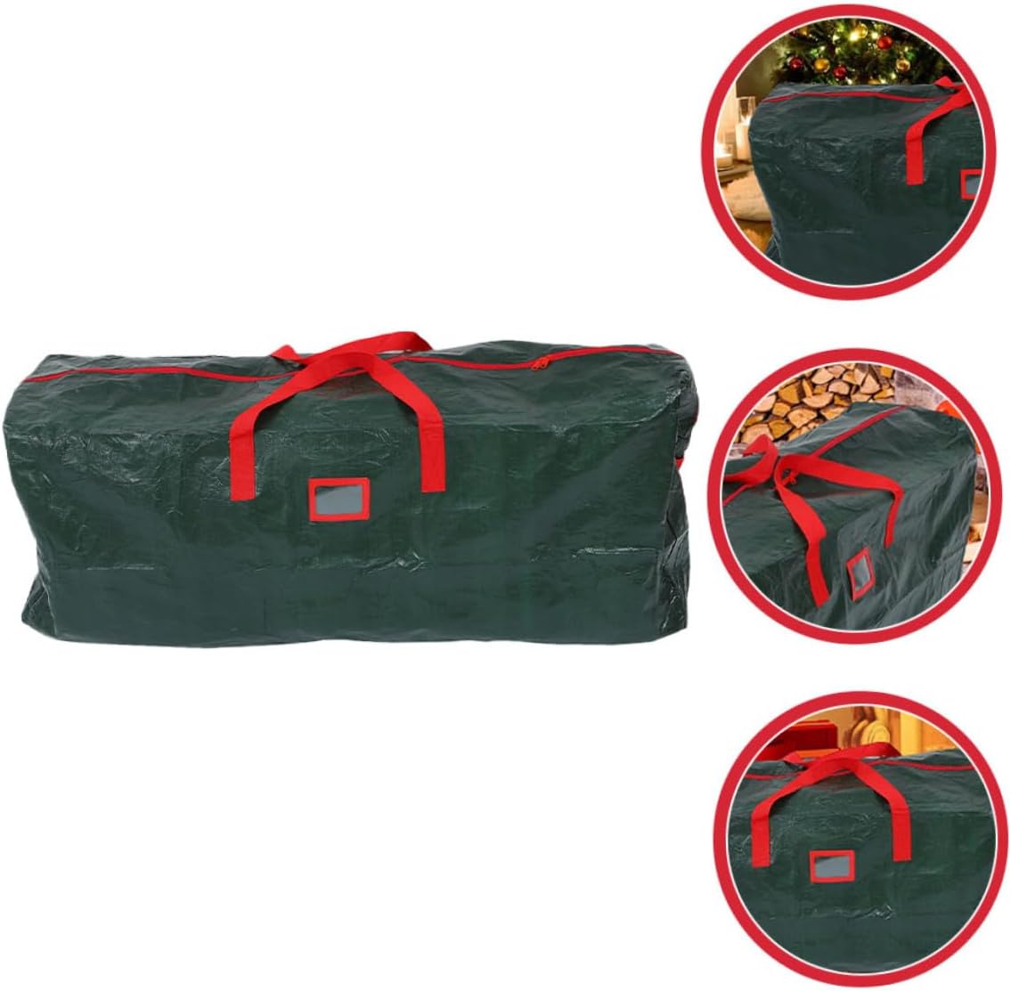 INOOMP Christmas Tree Storage Bag Waterproof Green 65x15x30 Inch Sturdy Storage Pouch with Handles Dustproof Organizer for Artificial Holiday Tree
