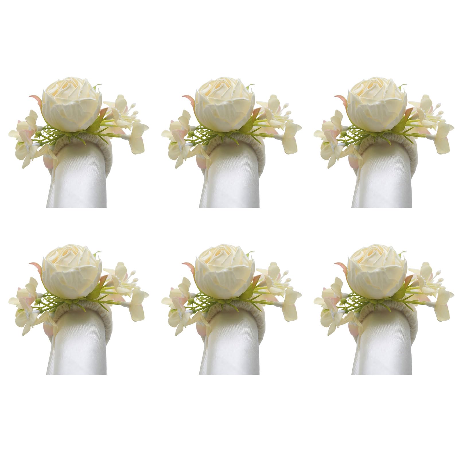 Of 6 Elegant Napkin Rings Artificial Flower Napkin Holder Elegant Table Adornment for Banquets and Gatherings Party Supplies