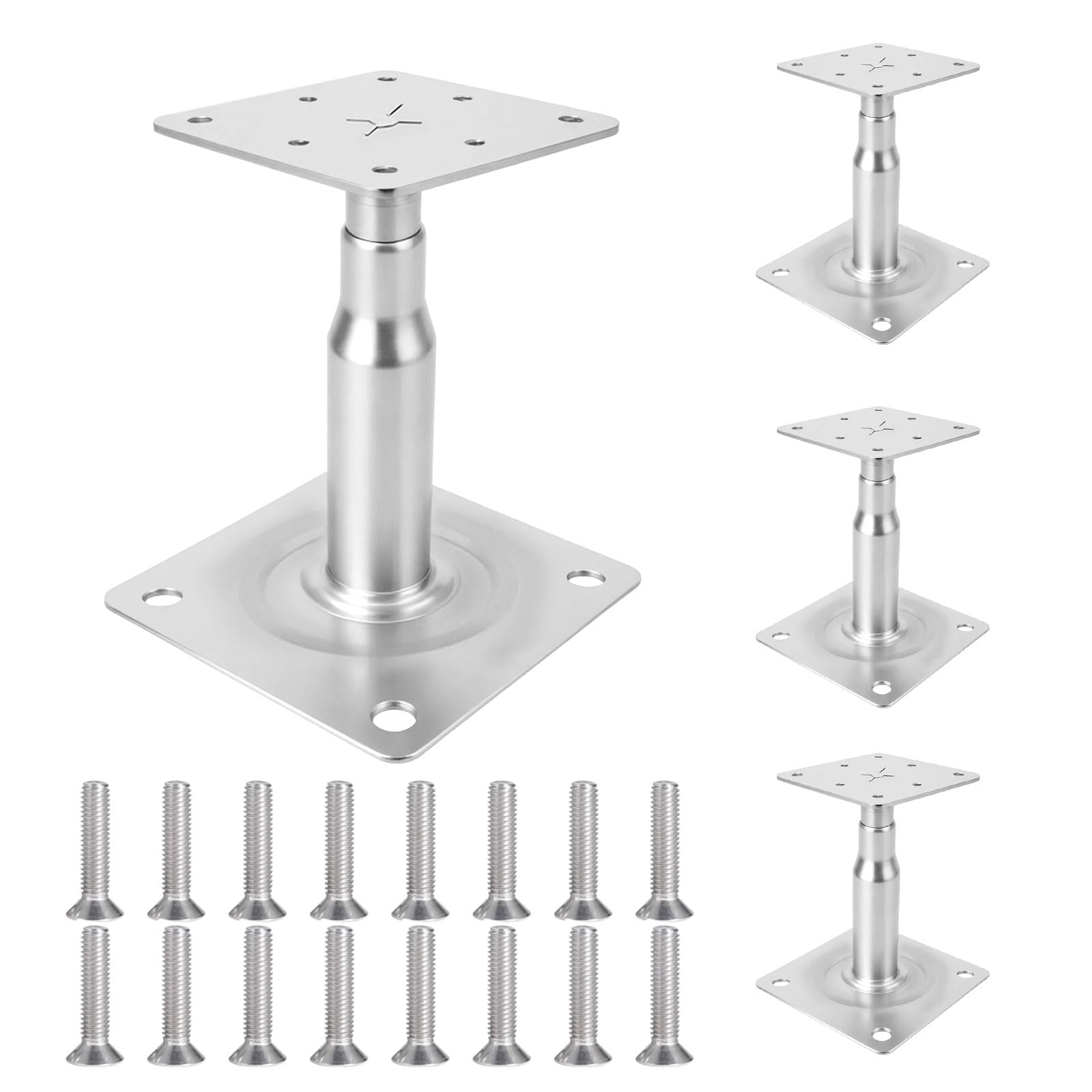 Lot de 4 supports de poteau réglables en hauteur de 100 à 130 mm - Support de poteau réglable pour clôtures, abris, pergolas, travaux de construction