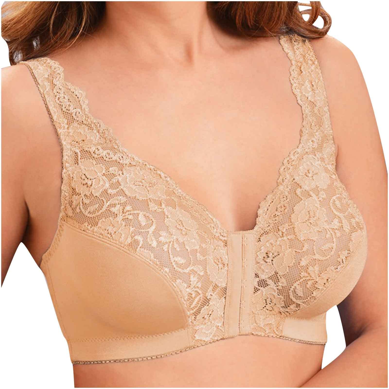 Womens Full Coverage Flower Lace Underwire Bra Unpadded Comfortable Sexy Plus Size Bra Front Closure Bralette
