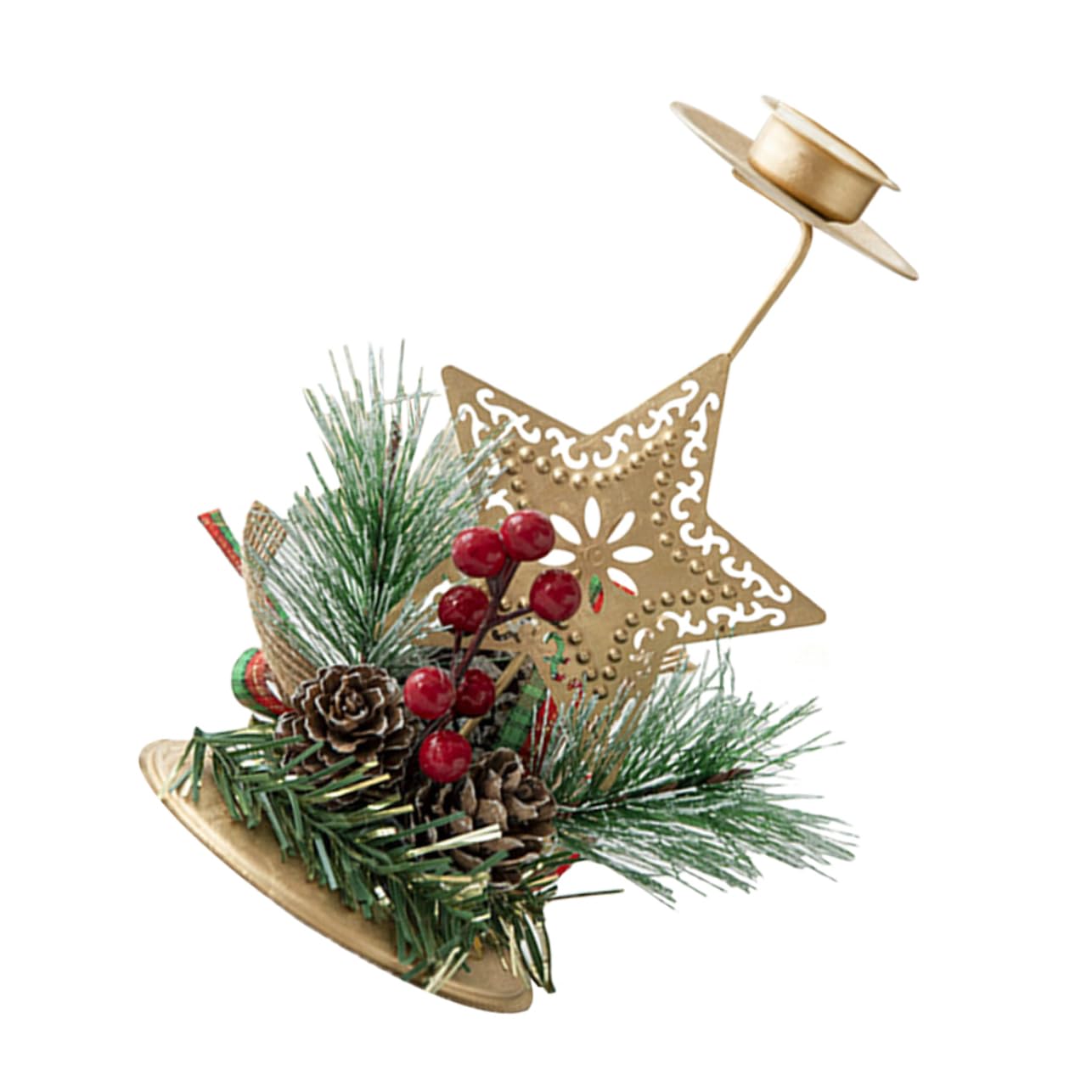 STOBAZA Iron Christmas Candlestick Room Decor Festive Centerpiece Stable Flat Base Random Style