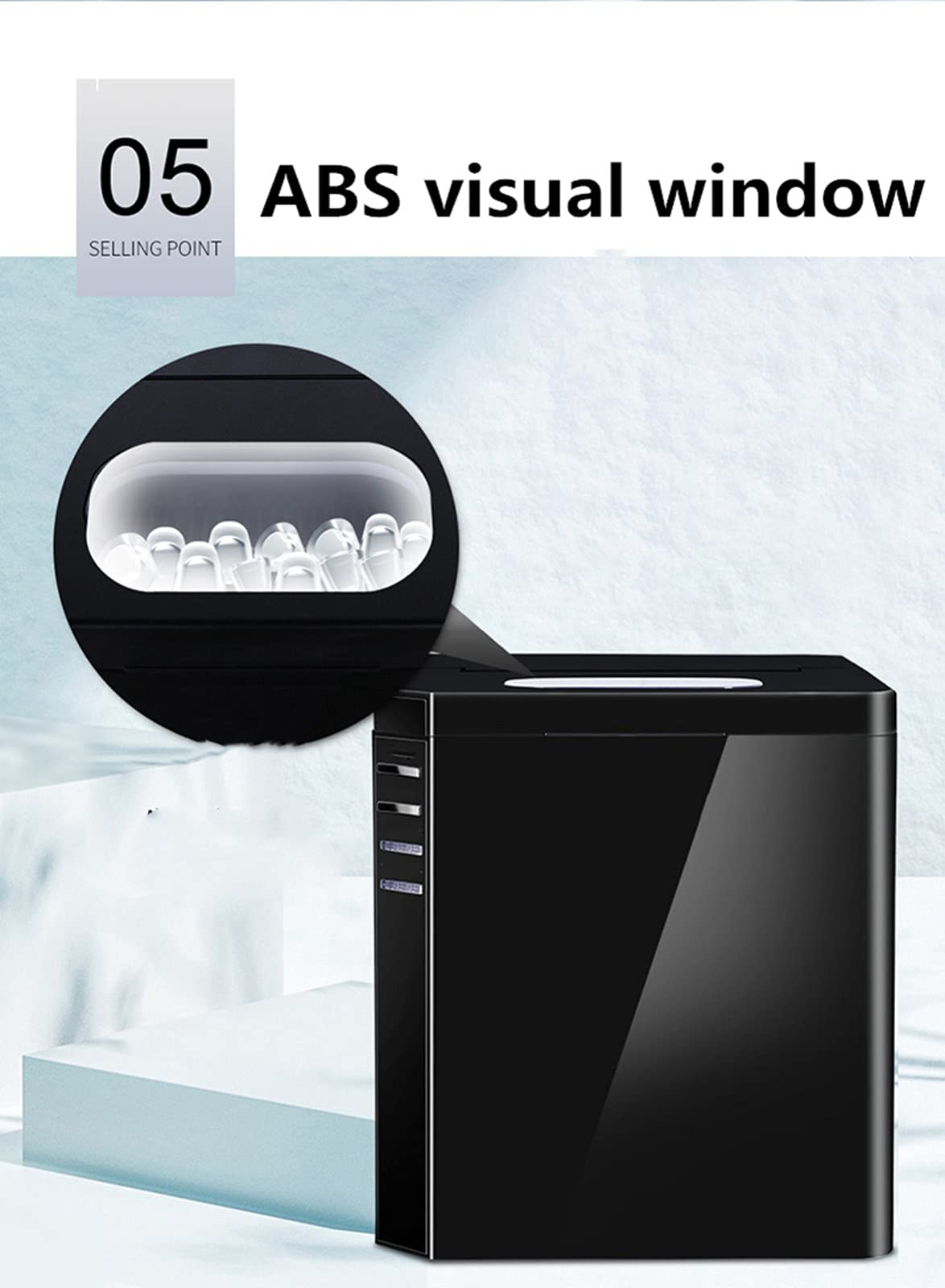Ice Cube Maker Countertop Small, 3 Size Roundshaped Ice, 10 Cubes Ready In 8 Minutes, 33 Lbs/24 H With Ice Scoop And Basket Portable Ice Maker For Home Office Black on Fridge.com - View 6
