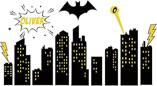 Art Deco City Skyline Wall Decals Superhero City Building Wall Stickers ...