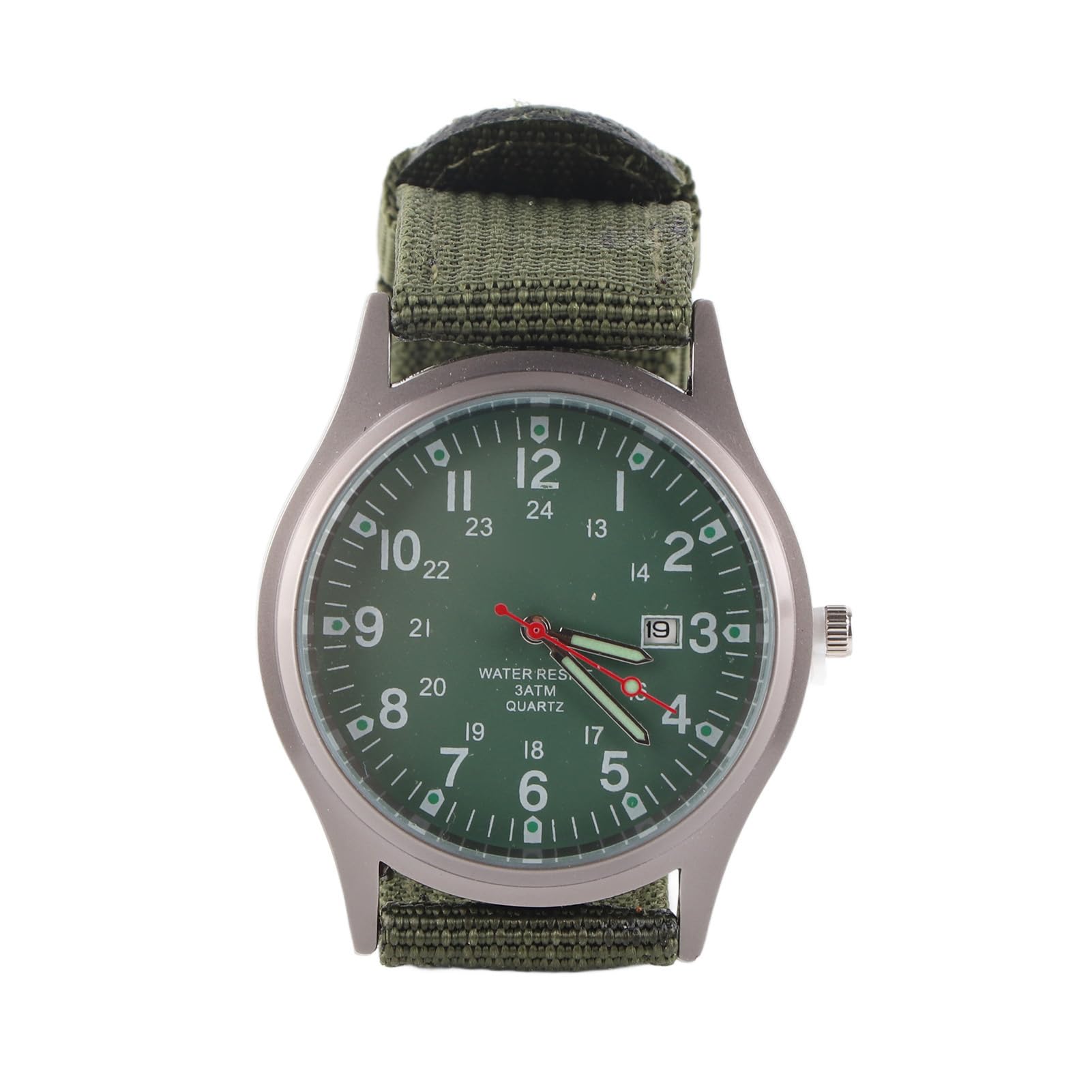 Bonbela Mens Luminous Watch Quartz Watch with Woven Nylon Strap Glow in the Dark Watch Night Vision Watch for Business Casual (Green)