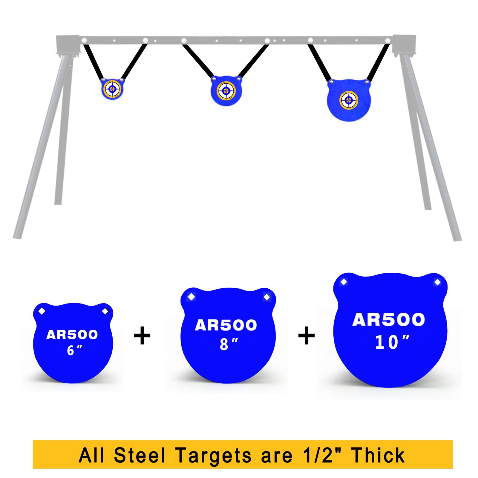 AR500 Steel Shooting Target - 1/2 Inch Thick Rifle Rated Gong Silhouette For Precision Training