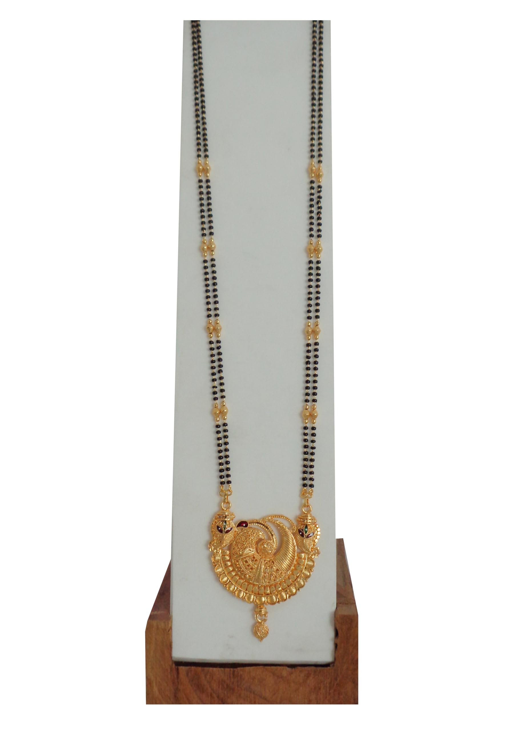 Traditional and Stylish Gold Plated Copper 28 Inch Long Chain Black Beads Mangal Sutra Tali/Tanmaniya/Nallapusalu/Mangalsutra for Women and Girls-image-31