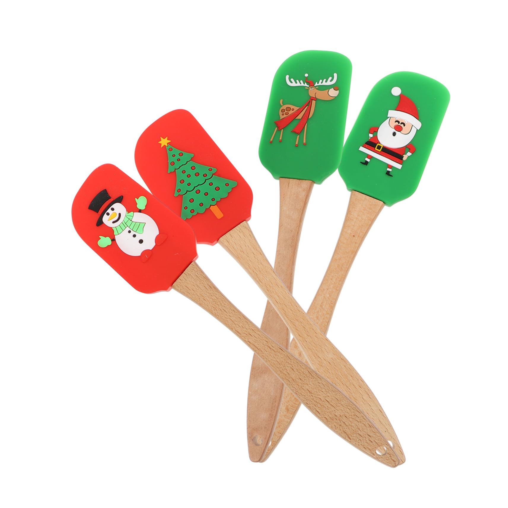LIFKOME 4piezas Espátulas De Silicona Para Tartas y Masa Mango De Utensilios De Cocina Para Decoración y Mezcla Temporada Navideña