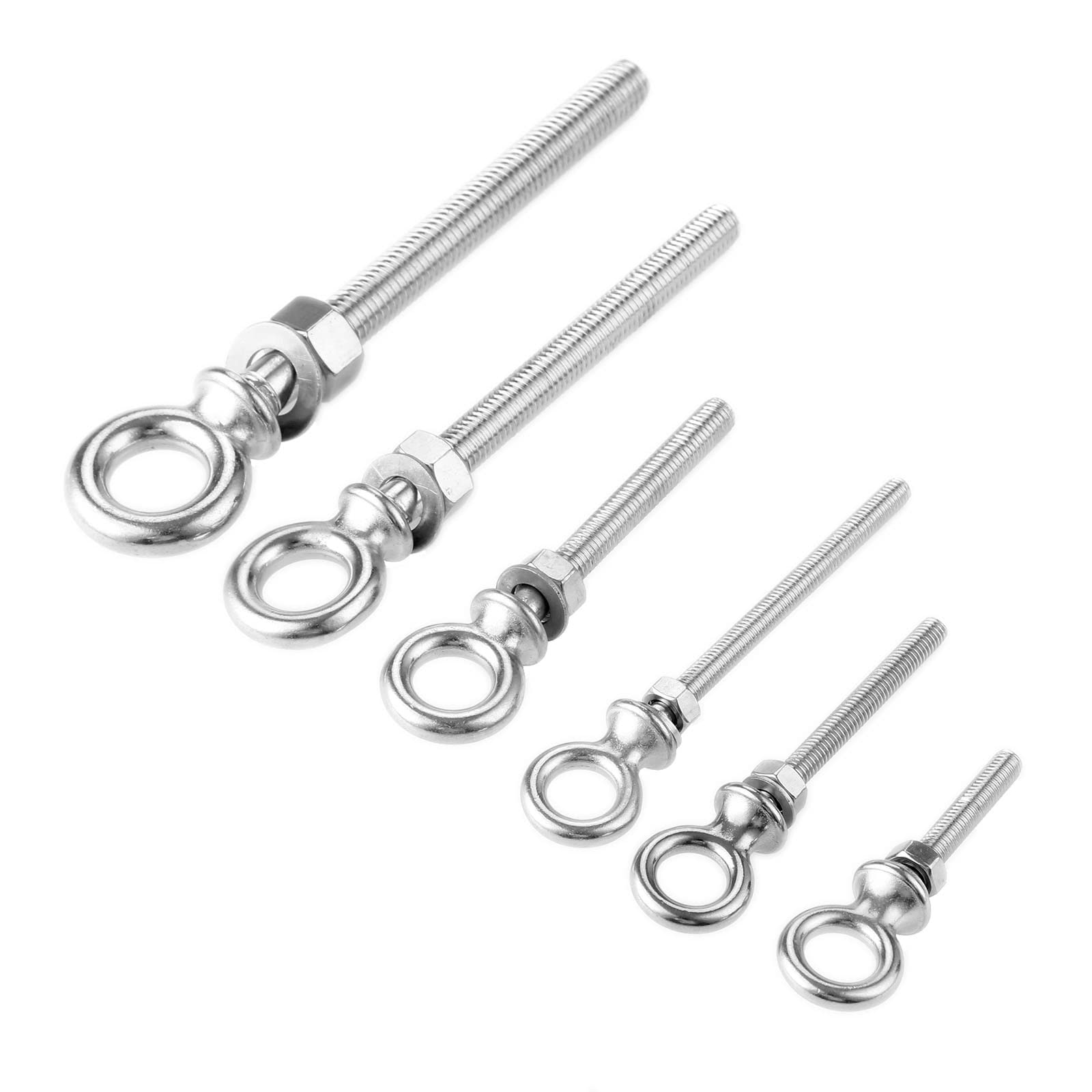 Pernos de argolla de elevación de acero inoxidable, cáncamos, 1 pieza de cáncamos de acero inoxidable con tuercas y arandelas, anillo redondo, gancho, tornillo, sujetadores, anillo de elevación roscad