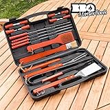 1 rascador para la parrilla BBQ Master Tools - Maletin para barbacoas, color negro, (18 piezas)