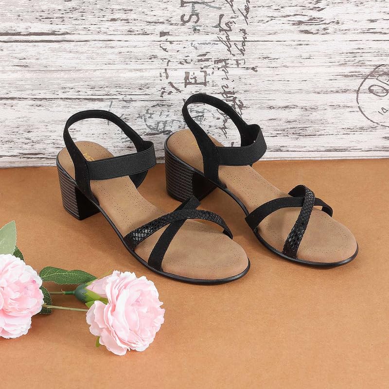 Image of Metro Women's Faux Leather Block Heel Strappy Fashion Sandals