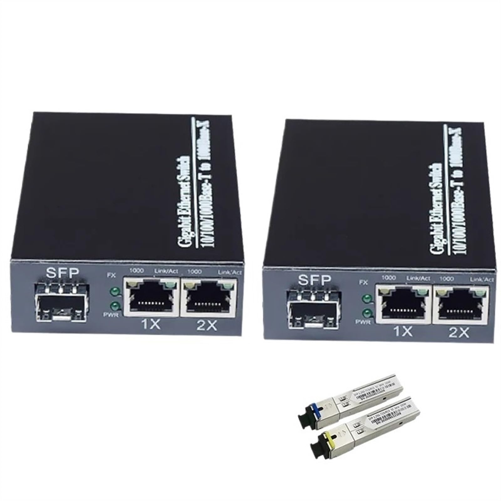 Convertisseur De Média Gigabit, 1 Port SF-p vers 2 Rj45, Fiber Optique Gigabit GPOn/Epon Ethernet, Compatible avec Caméra IP 10/100/1000M (Size : SC 5KM EU Power)