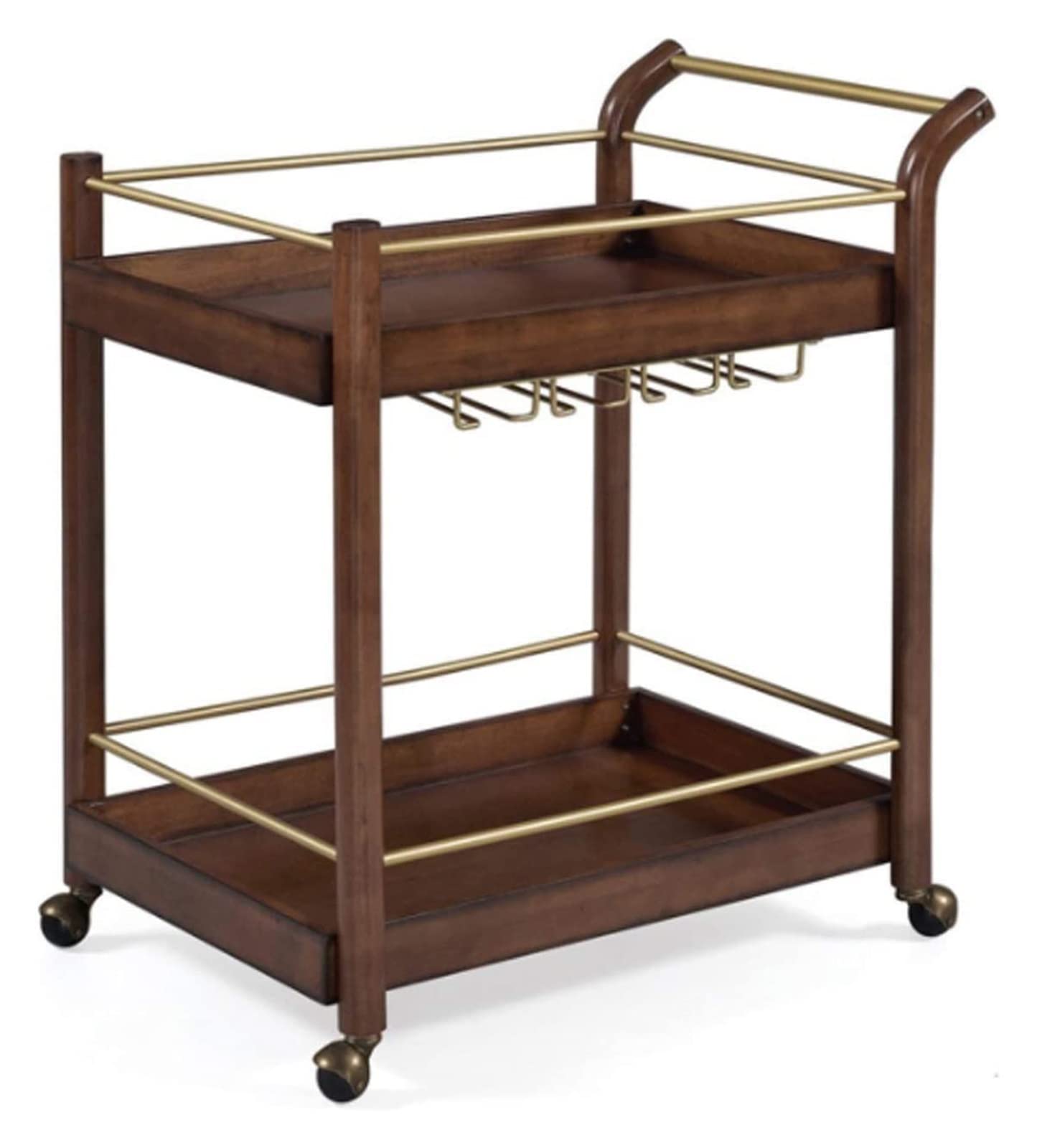 MFRELMNZG Bar Serving Cart for Hotel Luxury Restaurant, Bar Carts/Serving Carts/Kitchen Carts/Wine Rack Carts On Wheels with Storage - Wine Tea Liquor Shelves - Solid Wood and Metal Furniture