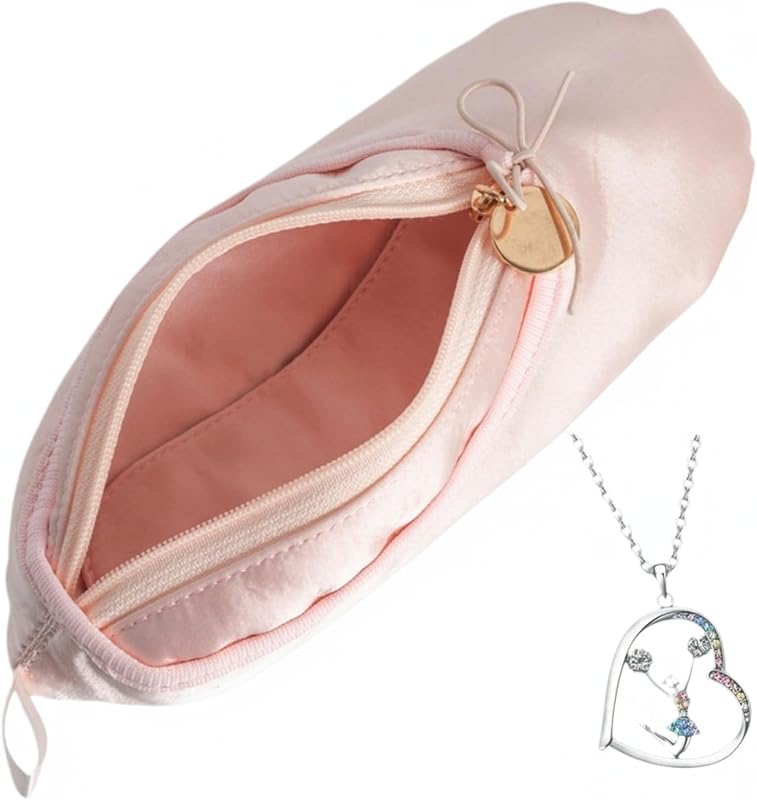 Necessaire de maquiagem CXYANG com estampa de sapatilha de balé e colar, Necklace C