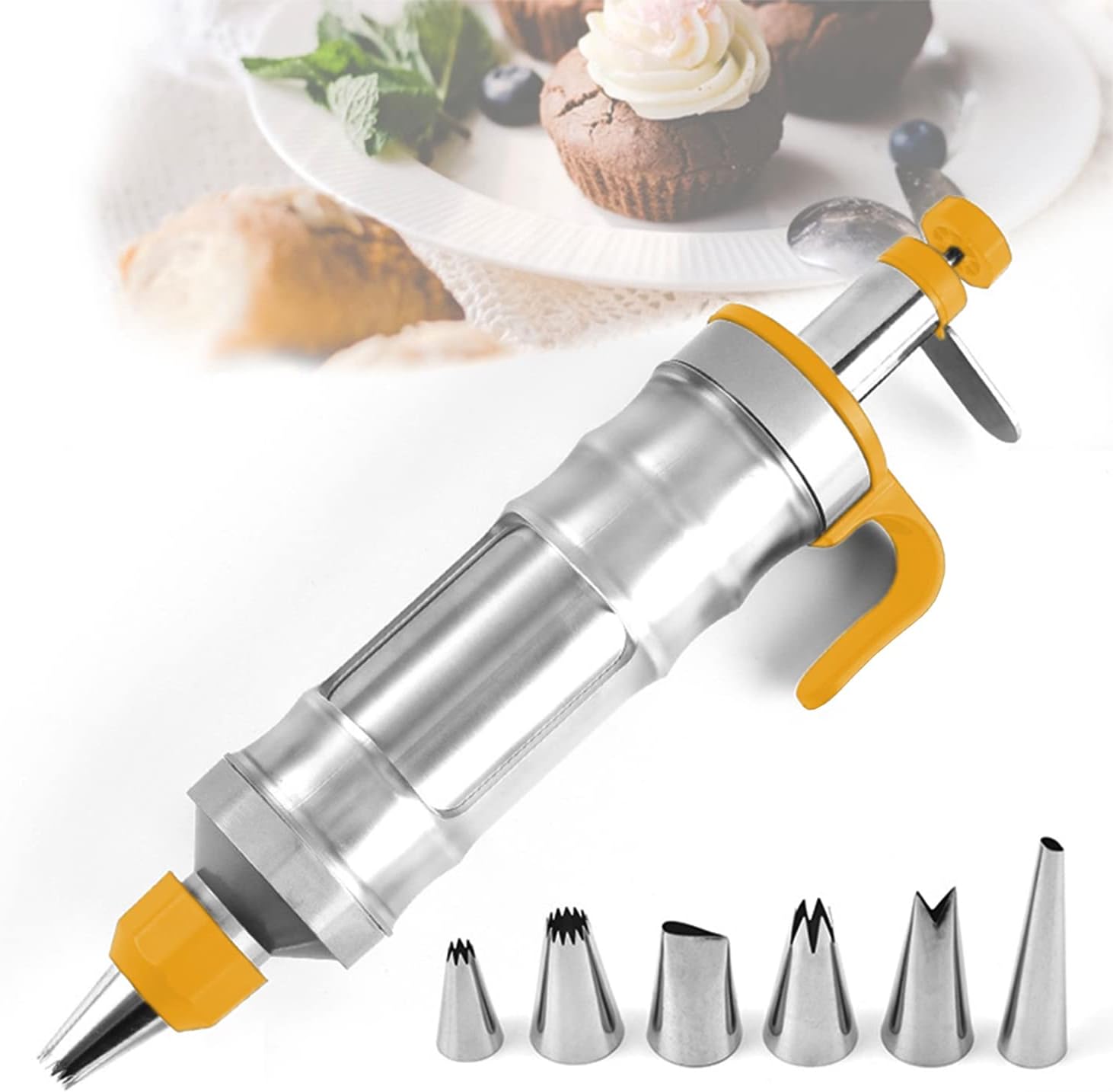 Suuker Icing Decoration Gun Set,Stainless Steel Cupcake