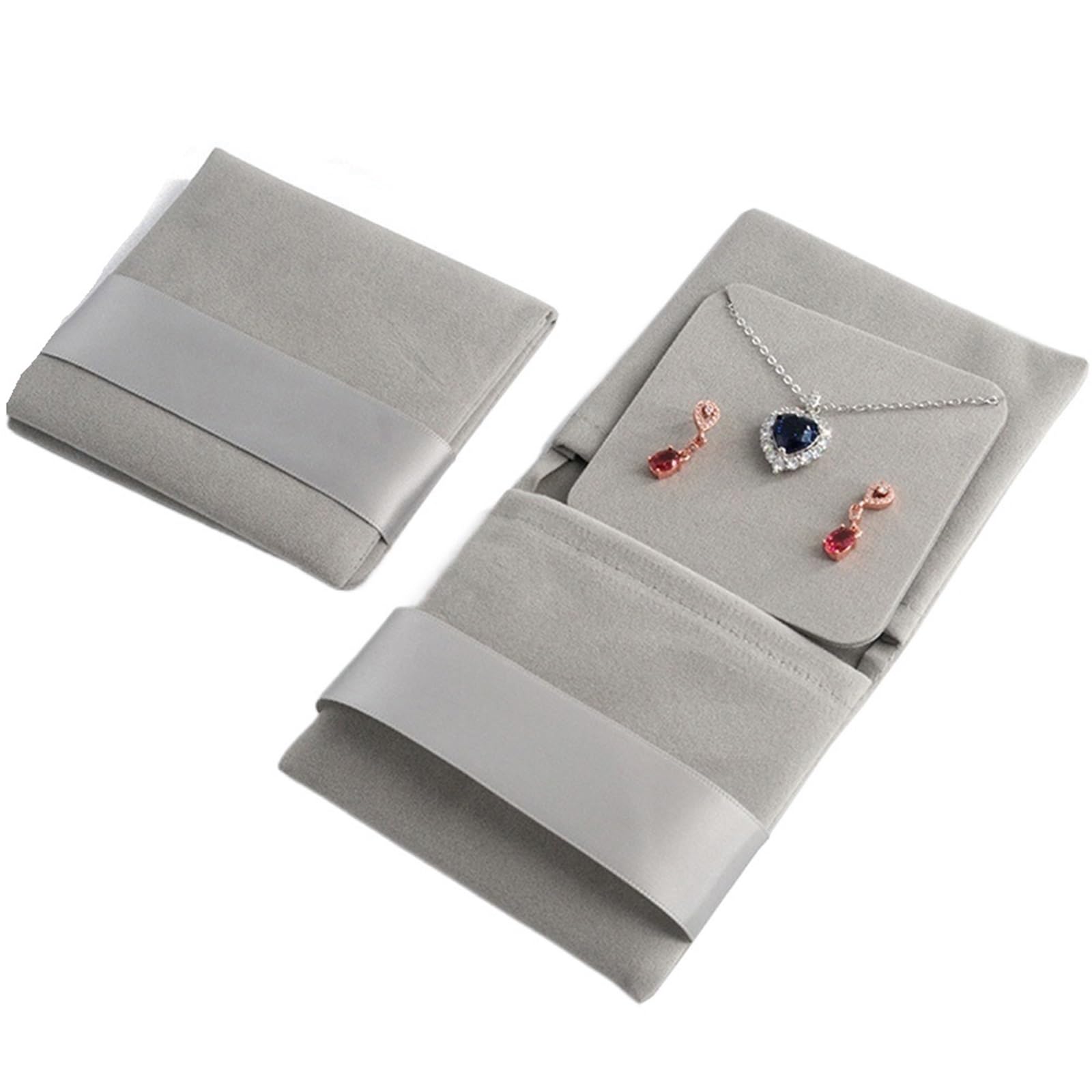 RRYPBOVG Jewelry Storage Bag 5pcs Thicken Velveteen Jewelry Bag Flip Earring Necklace Storage Square Socket Packaging Bags Pouches