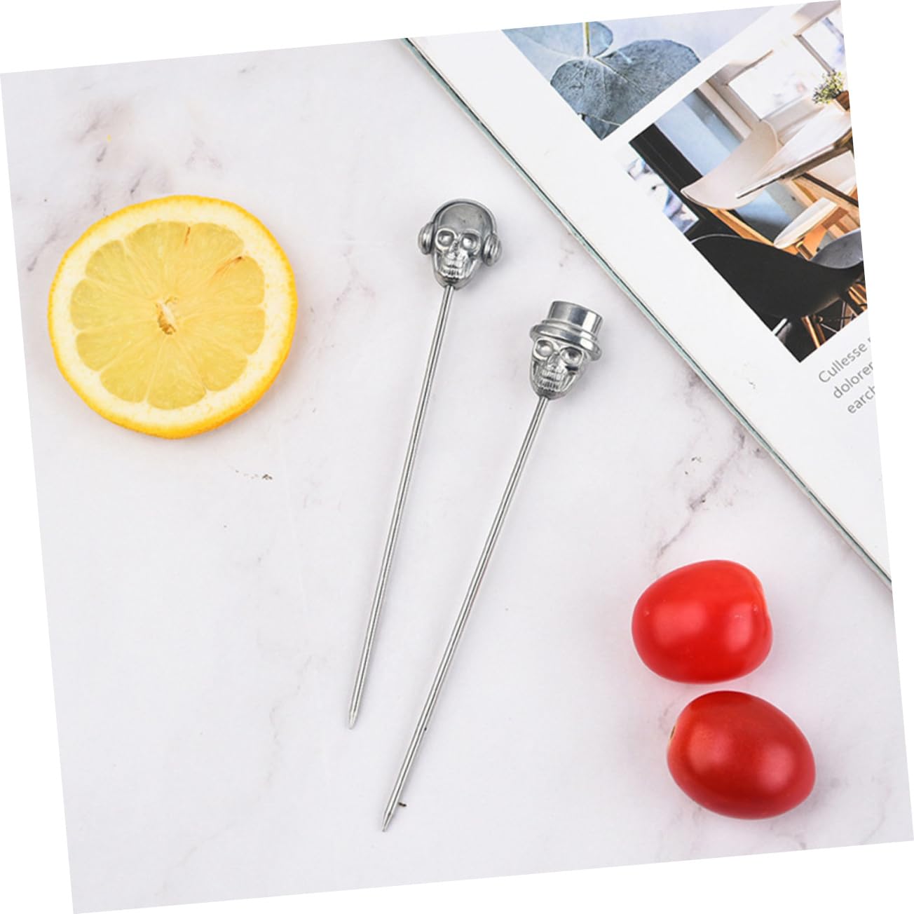 Cabilock 4 Ensembles Crâne Cueillette De Fruits Collation Arrose Tasses Cuisine Accessoires Accessoire Cuisine Pilon Cocktail Sélections Culinaires Créatives Pics À Silver 5 Pièces * 4