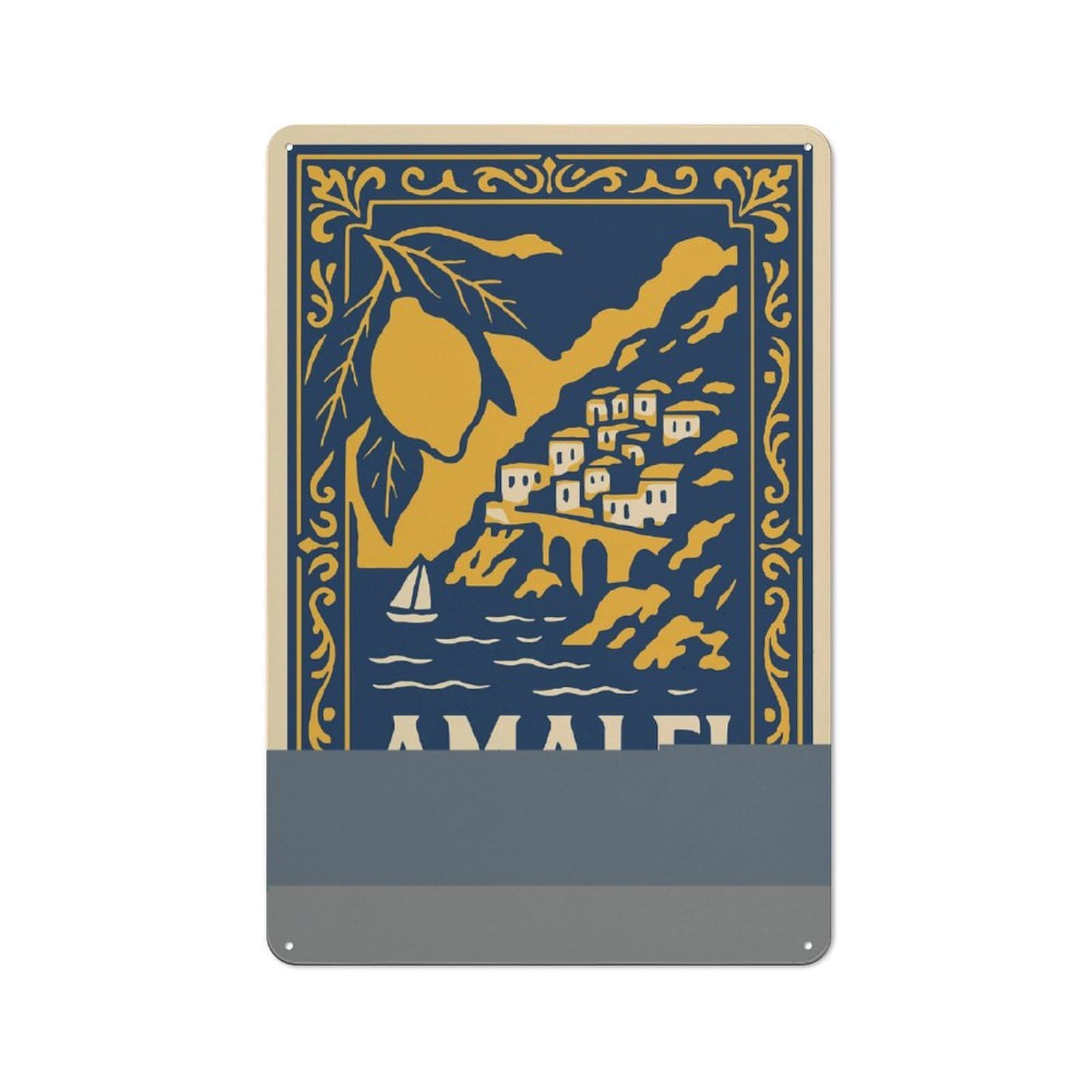 Junmoney Style 30X20cm Retro Metal Sign With Amalfi Coast Travel (4) For Living Room Or Hallway, For Living Room Decor Lovers Refreshing A Room In Autumn