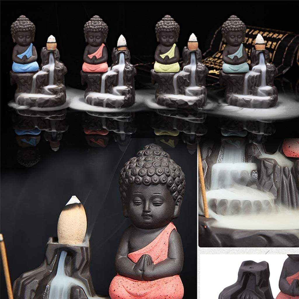 Uchwyt Na Kadzidełko Ozdoby Do Czytelni 4 Sztuk Uchwyt Kadzidła Wieża Z Przepływem Zwrotnym Stożek Porcelana Ceramiczna Budda Mnich Kadzidło Palnik Home Office Herbaciarnia Dekoracja