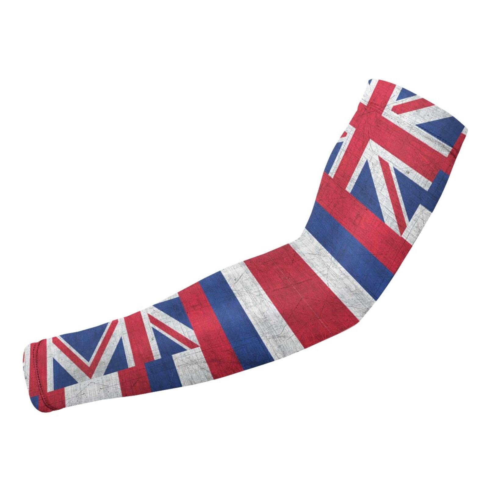 ZGXJJPP Vintage Hawaiian Flag Arm Sleeves for Men or Women Compression Cooling Ice Silk UV Sun Protection Arm Sleeves Sports Protection Tattoo Cover Sleeves