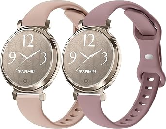 Garmin Lily 2/Lily 2 Klasik/Aktif Akıllı Saat ile Uyumlu 2'li Paket İnce Silikon Saat Kordonu, 14 mm Yumuşak Lastik Bant Hızlı Çıkarma Değiştirme İnce Dar Kayış Lily 2 Kadınlar için Aksesuar