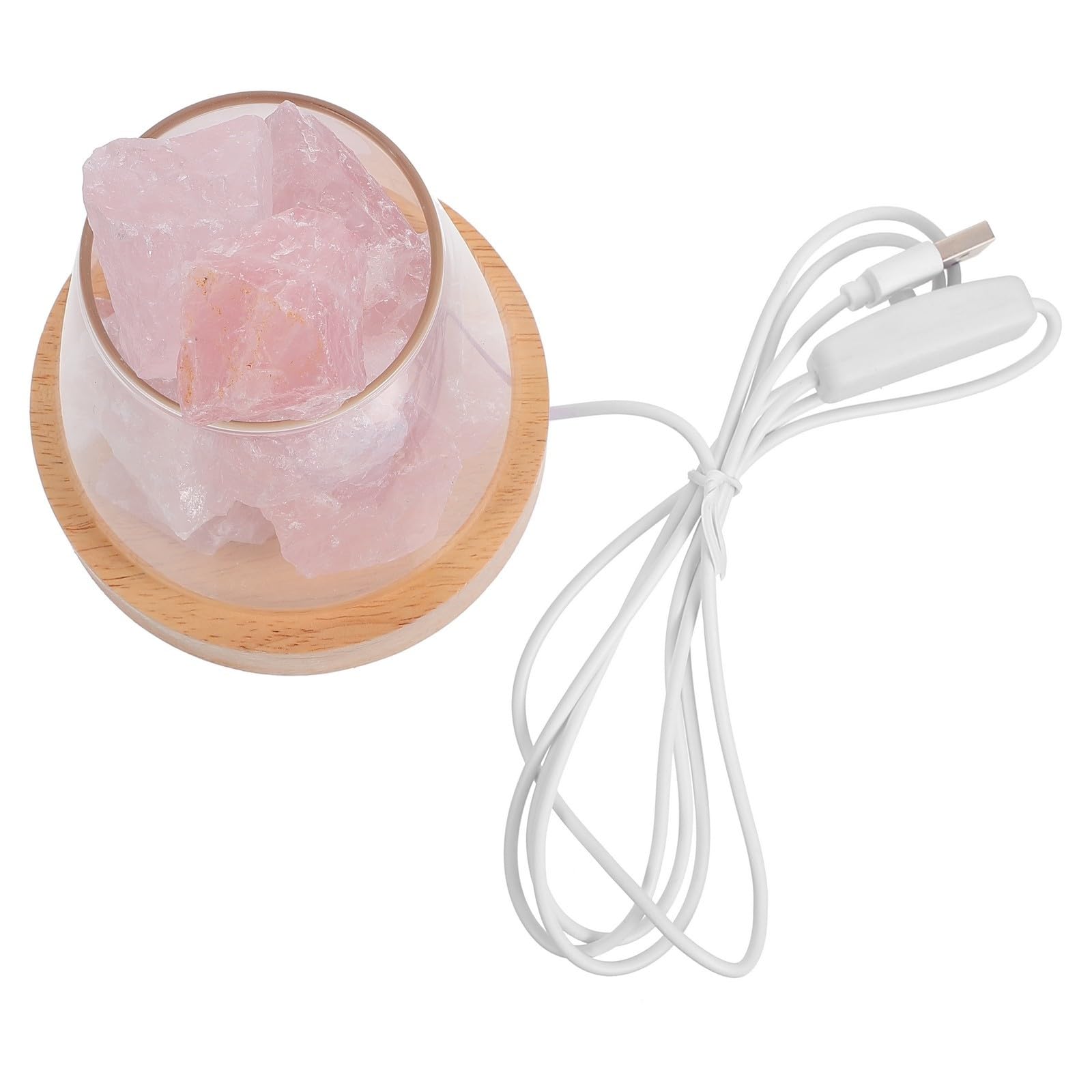 YARNOW Lámpara de Fragancia de Piedra de Cristal Rosa para Dormitorio y Sala, Luz Nocturna Práctica Función de Ambientador y Diseño de Vidrio Elegante
