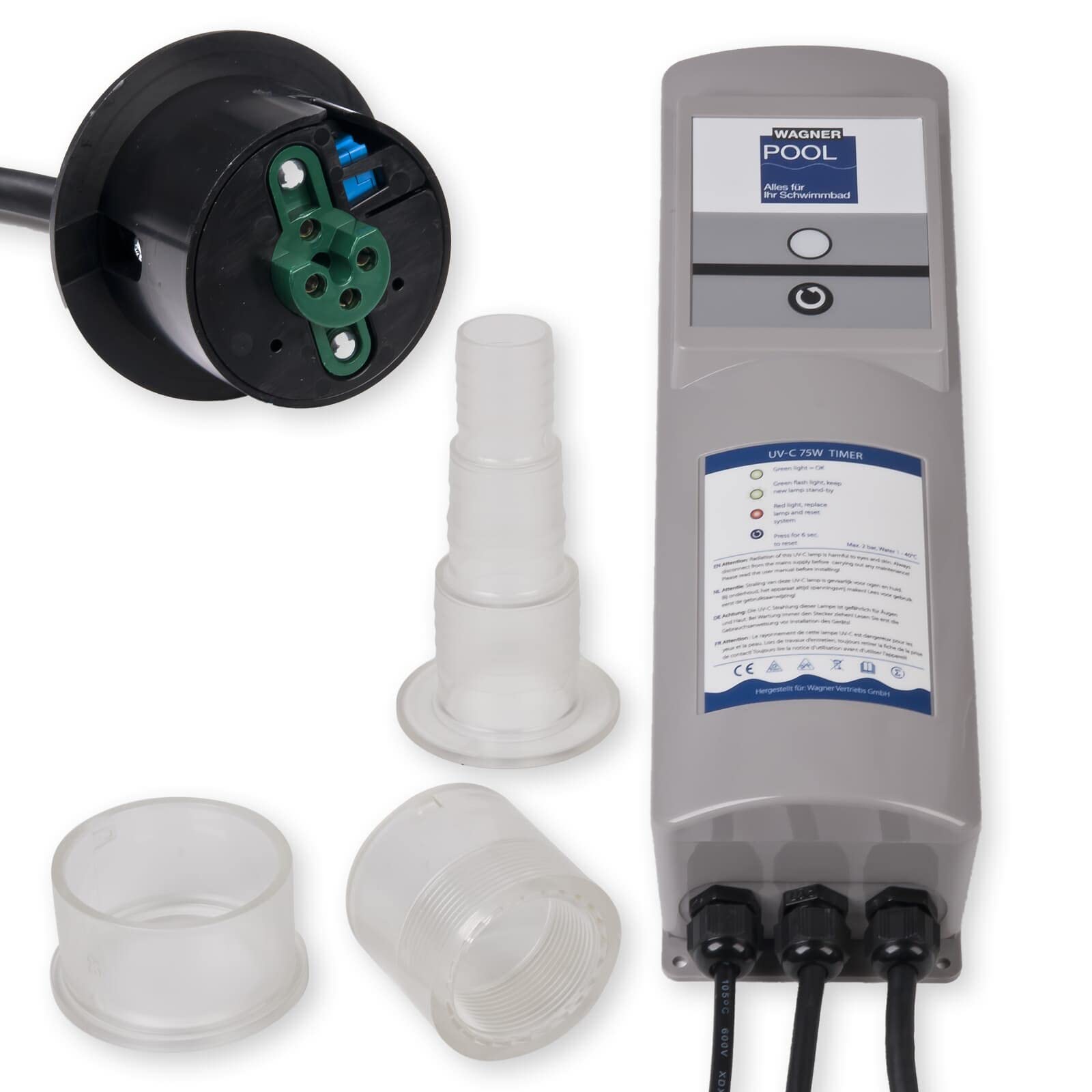 Wagner Pool UV-C Klärer 75 Watt mit Timer - UVC Desinfektion für klares Wasser bei Schwimmbecken bis zu 75.000 Liter