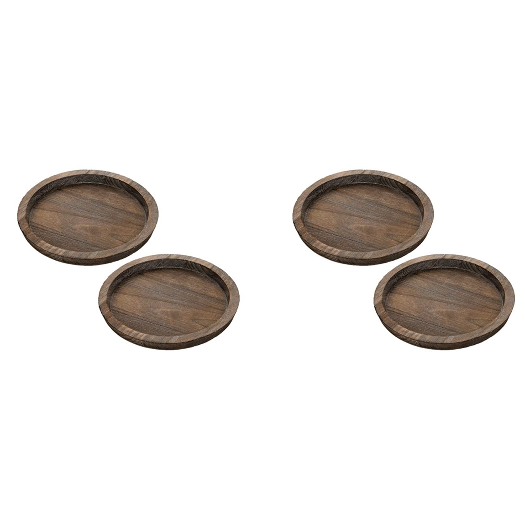 Hndhbfgrt 4Pcs Rustic Wooden Tray Candle Holder - Small Decorative Plate Pillar Candle Tray Wood for Farmhouse Dining Table