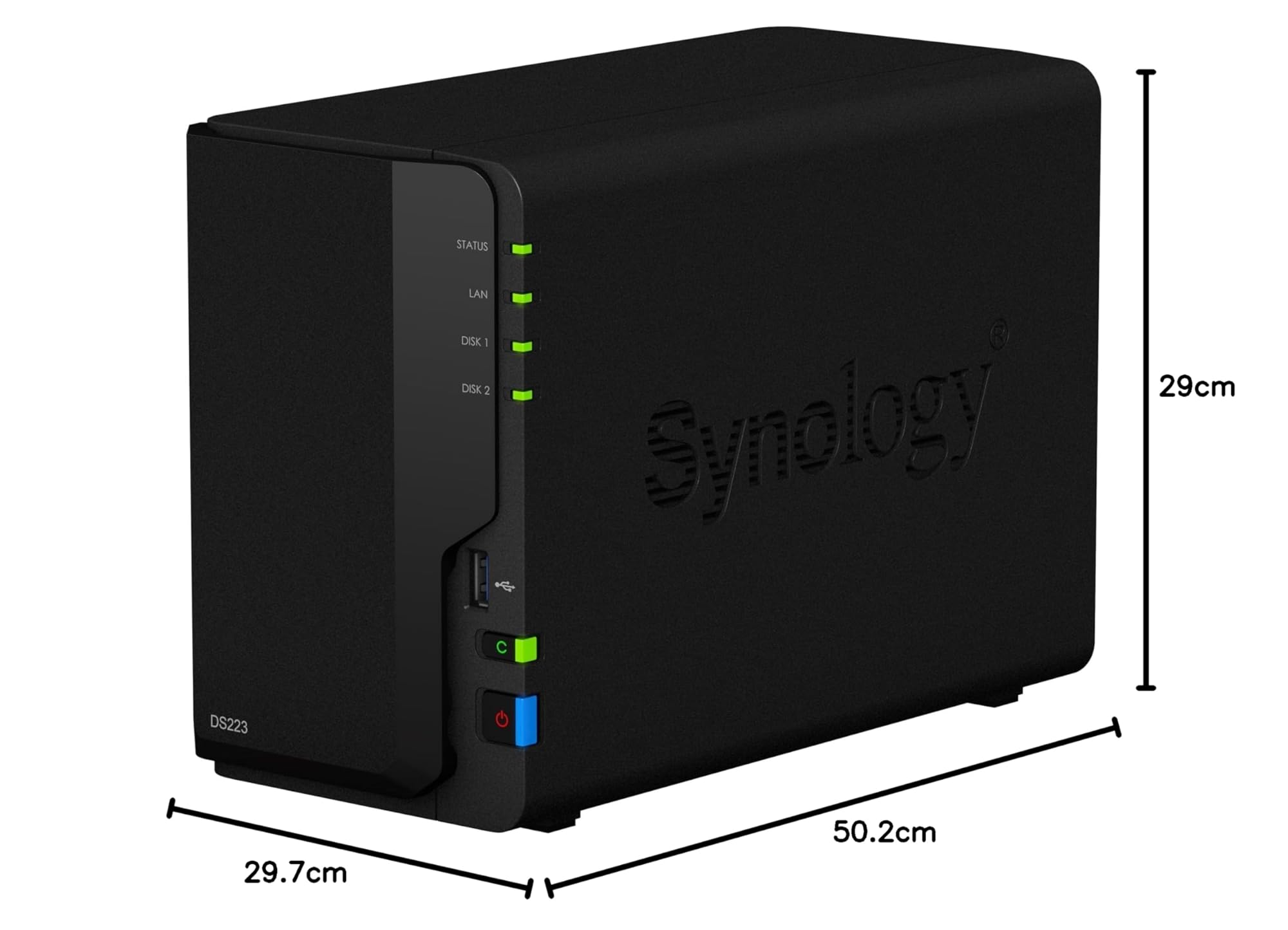Synology NAS DS223 à 2 Baies (sans Disque) Noir
