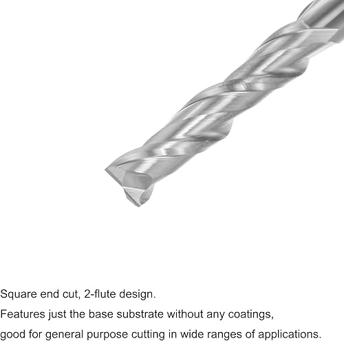Miniatura 9 de uxcell Fresa de extremo de nariz cuadrada, punta de 0.315 in de diámetro de carburo sólido sin recubrimiento, fresadora CNC de 2 flautas en espiral